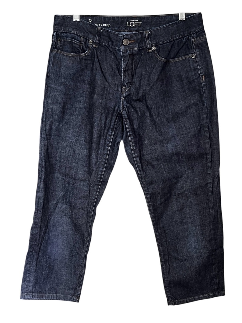 LOFT Navy Relaxed Denim Curvy Crop Jeans Size 8